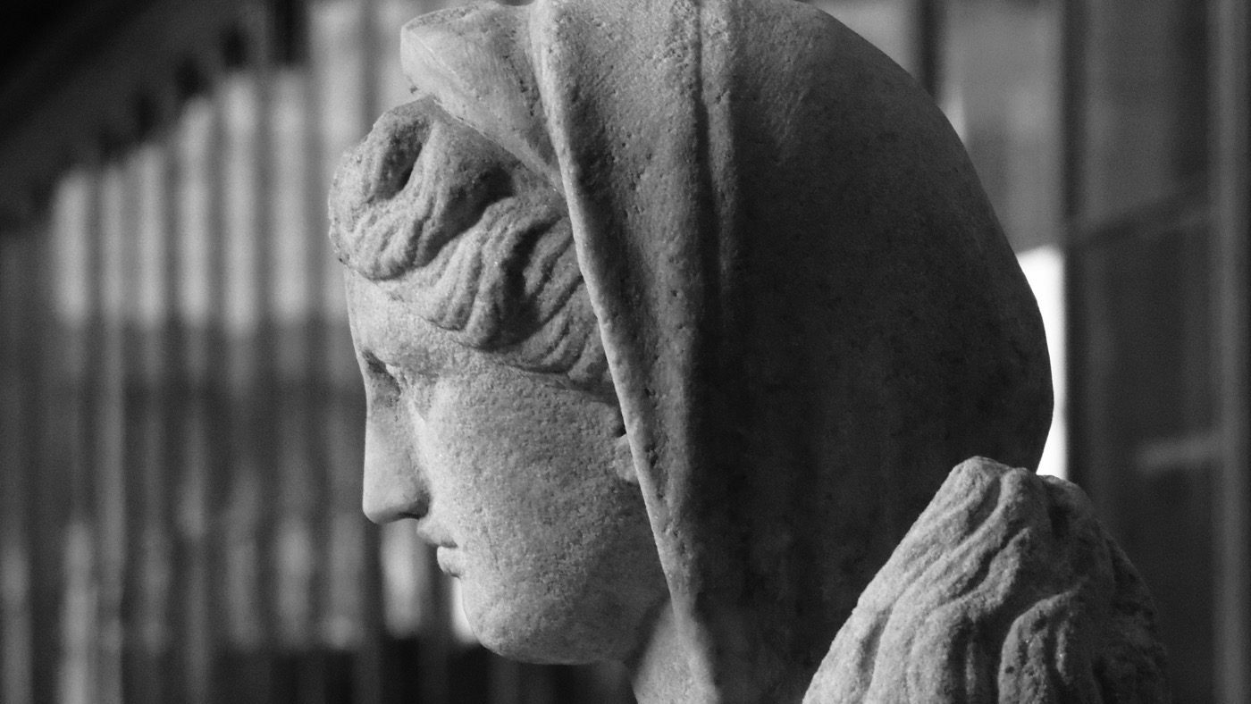 Marble statue of Demeter from the Sanctuary of Demeter at Knidos, 350-330 BC, now in the British Museum.